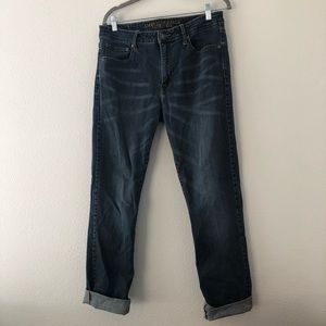 dark wash extreme flex slim straight jeans
